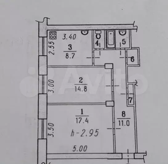 2-к. квартира, 58 м, 3/4 эт. - Фото 0