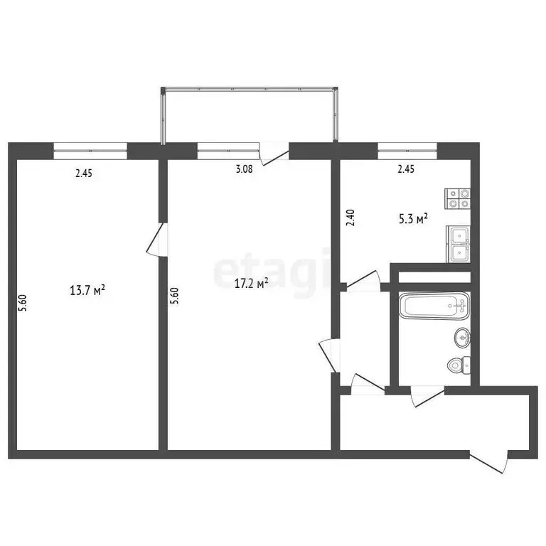 2-комнатная квартира: Рыбинск, проспект Ленина, 178 (45.2 м) - Фото 1