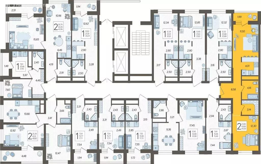 2-комнатная квартира: Сочи, жилой комплекс Кислород, 1 (45.68 м) - Фото 1