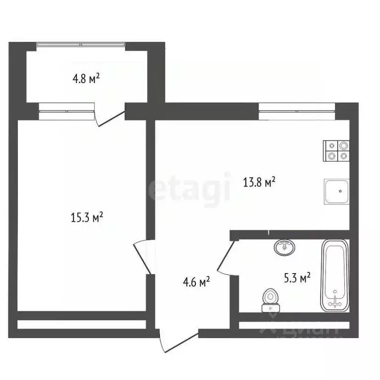 1-к кв. Тюменская область, Тюмень ул. Муравленко, 9к1 (39.0 м) - Фото 1