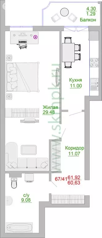 1-комнатная квартира: Пионерский, Портовая улица, 5 (66.2 м) - Фото 0