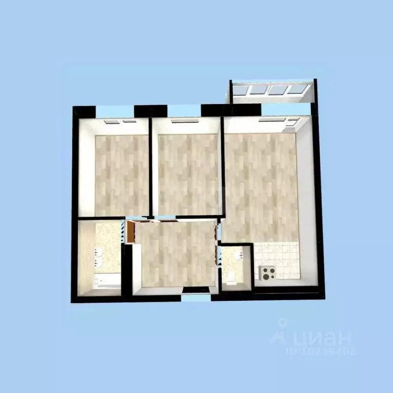 3-к кв. Башкортостан, Уфа ул. Софьи Перовской, 22 (70.0 м) - Фото 2