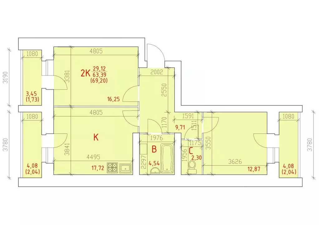 2-к кв. Вологодская область, Череповец 109-й мкр,  (69.2 м) - Фото 0