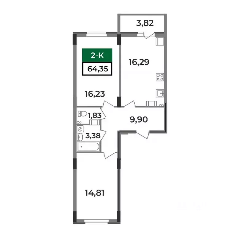 2-к кв. Владимирская область, Ковров Еловая ул., 11 (64.35 м) - Фото 0