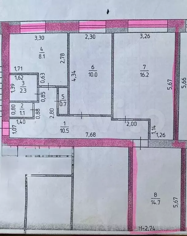 3-к. квартира, 63,6 м, 2/2 эт. - Фото 0