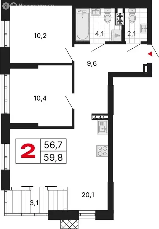 2-комнатная квартира: Екатеринбург, улица Шаумяна, 11 (59.86 м) - Фото 1