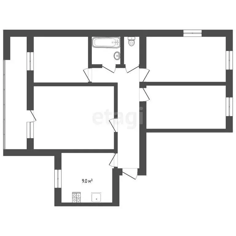 3-комнатная квартира: Тюмень, Сосьвинская улица, 49 (75.9 м) - Фото 0