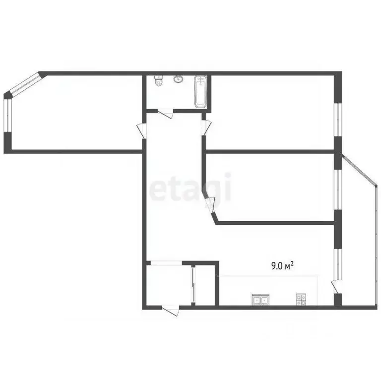 3-к кв. Архангельская область, Архангельск просп. Обводный Канал, 9к3 ... - Фото 1