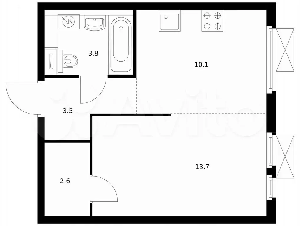 1-к. квартира, 33,4 м, 22/25 эт. - Фото 0