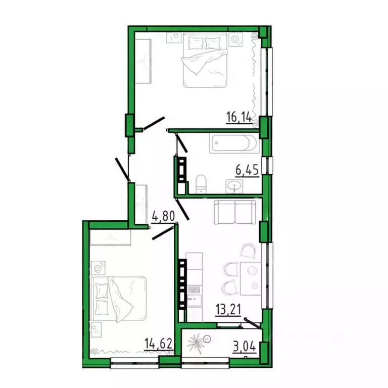 2-к кв. Крым, Белогорск  (56.74 м) - Фото 1