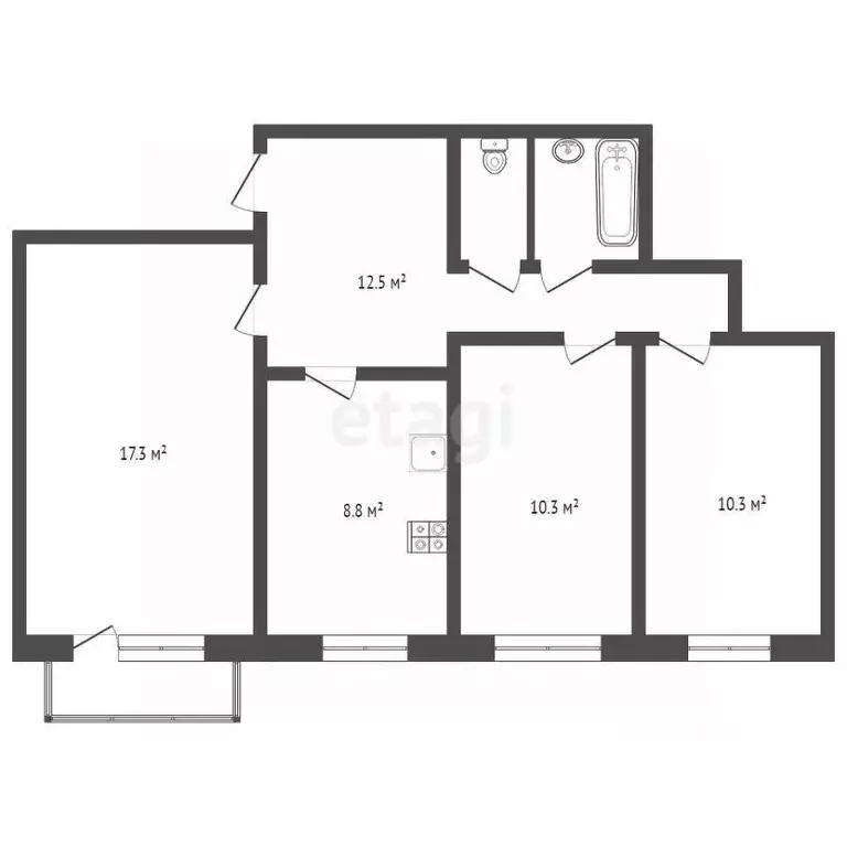 3-к кв. Саха (Якутия), Якутск ул. Ярославского, 5/1 (62.5 м) - Фото 2
