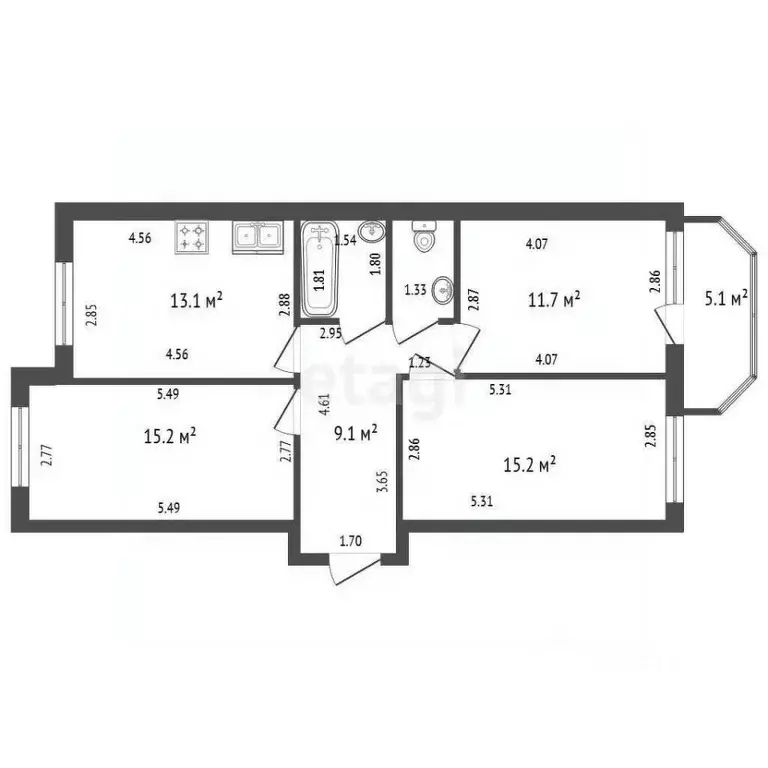 3-к кв. Ленинградская область, Всеволожский район, пос. Бугры бул. ... - Фото 1