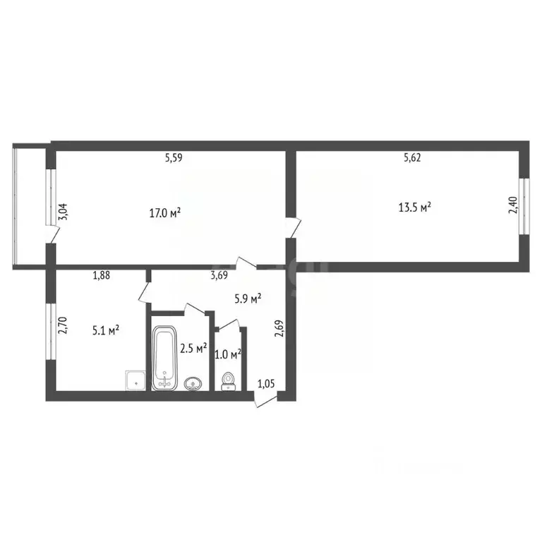 2-к кв. Амурская область, Ивановский муниципальный округ, с. ... - Фото 1