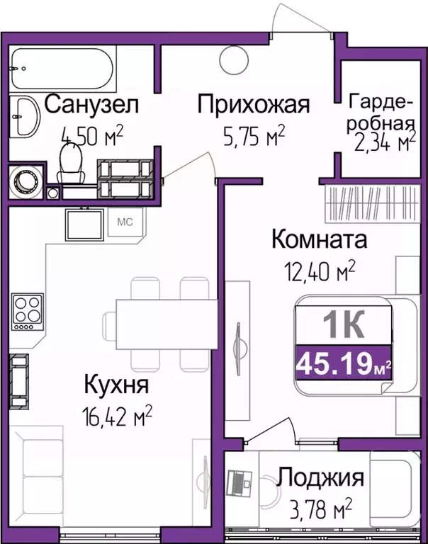 1-к кв. Крым, Симферополь ул. Батурина (43.4 м) - Фото 0