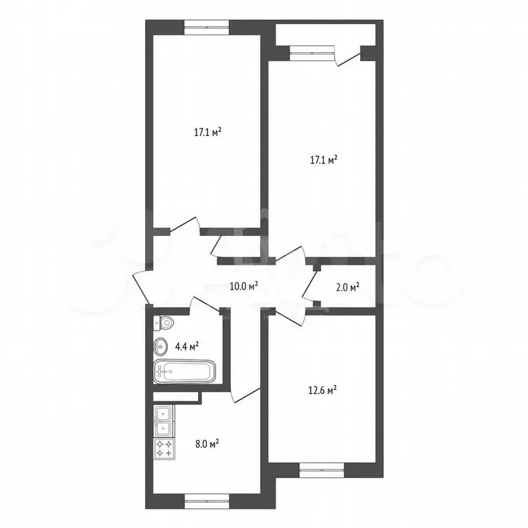 3-к. квартира, 72 м, 4/5 эт. - Фото 0