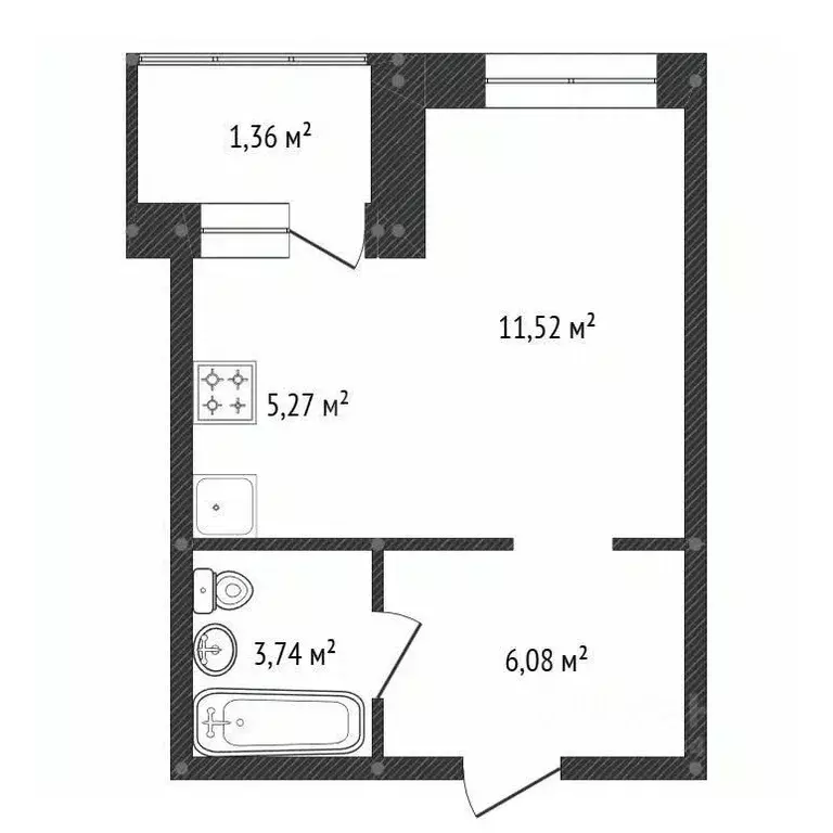 Студия Башкортостан, Уфа Кустарная ул., 19 (27.56 м) - Фото 2