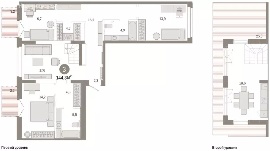 3-комнатная квартира: Тюмень, улица Республики, 205к2 (146.1 м) - Фото 2