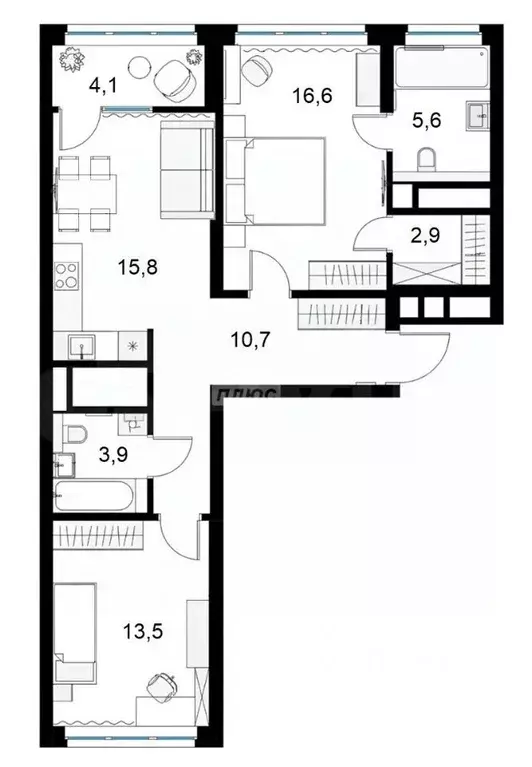 2-к кв. Свердловская область, Екатеринбург просп. Космонавтов, 108И ... - Фото 2