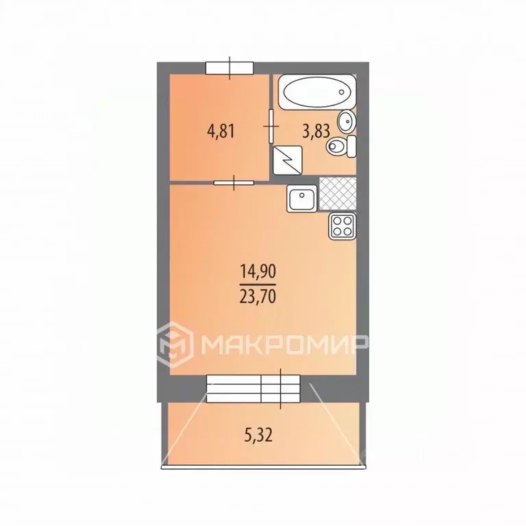 Студия Ленинградская область, Мурино Всеволожский район, бул. ... - Фото 2
