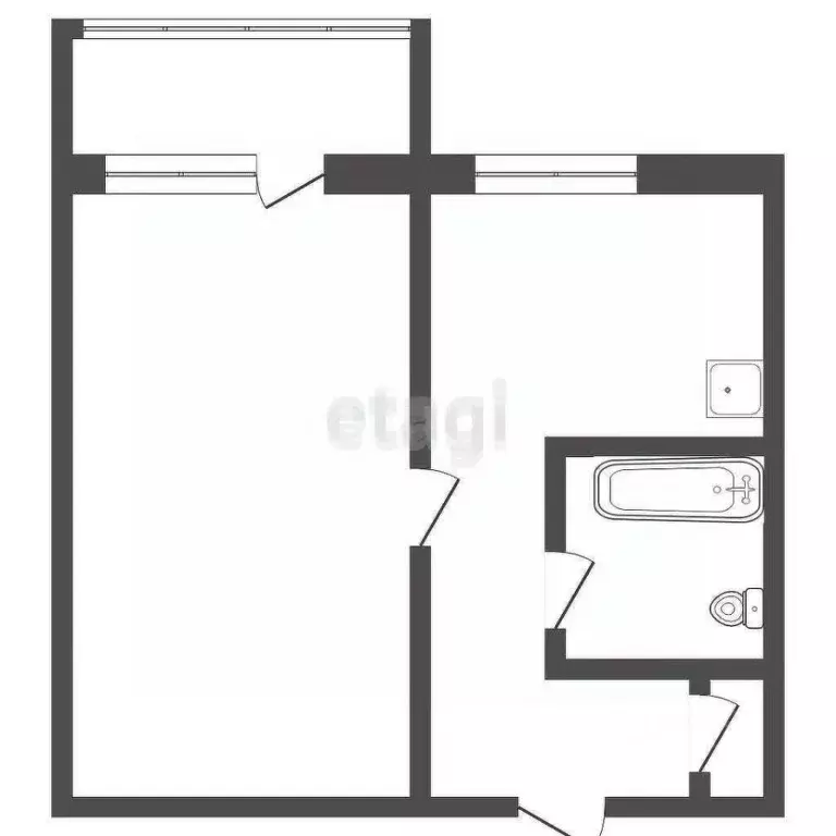1-к кв. Кемеровская область, Юрга Ленинградская ул., 37 (33.3 м) - Фото 1
