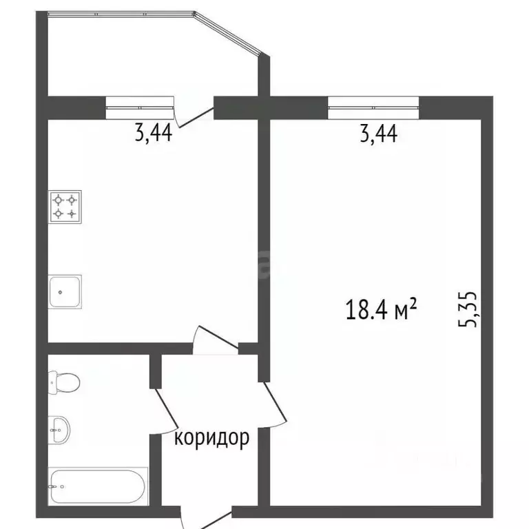 1-к кв. Ханты-Мансийский АО, Сургут ул. Замятинская, 9 (36.1 м) - Фото 2