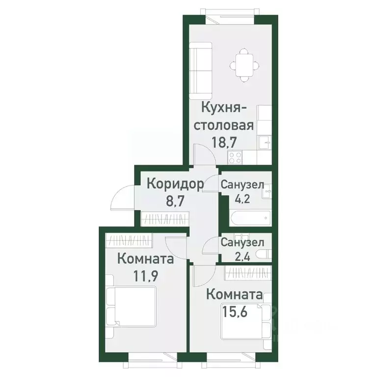 2-к кв. Челябинская область, Челябинский городской округ, пос. ... - Фото 0