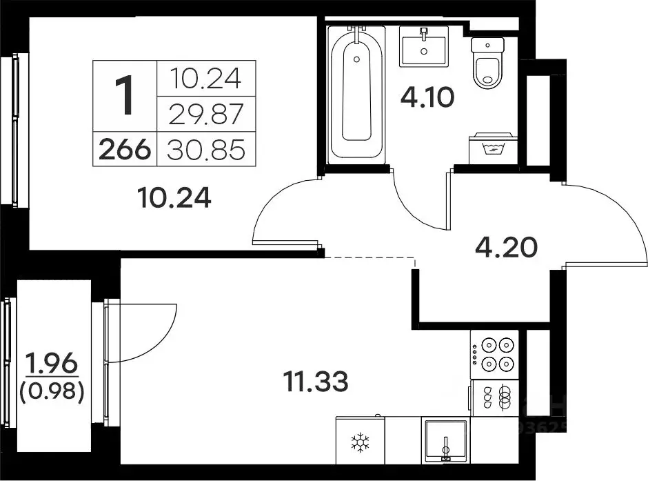 1-к кв. Владимирская область, Владимир  (30.85 м) - Фото 0