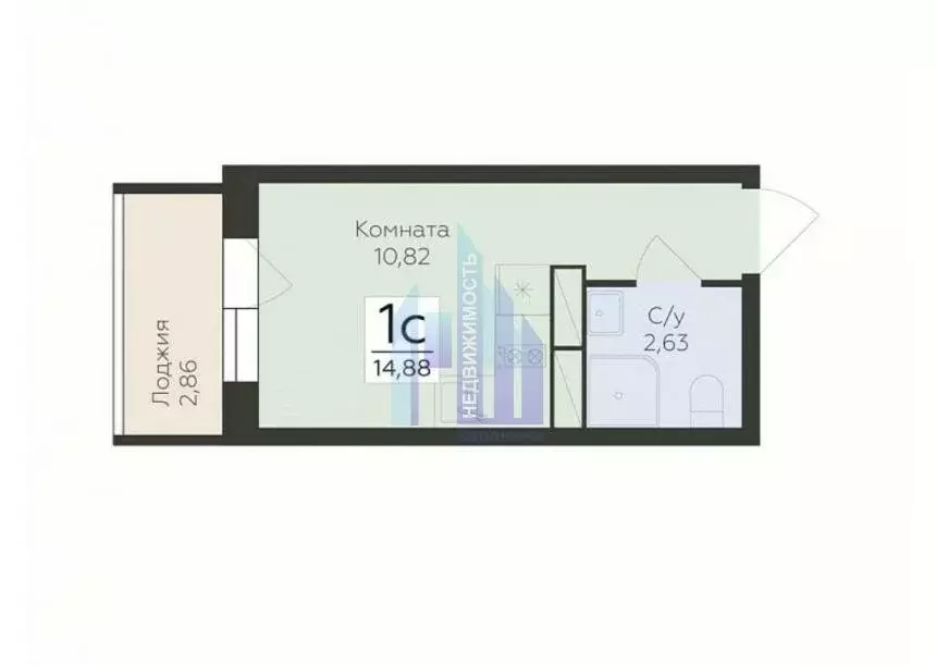 1-комнатная квартира: Воронеж, улица Ломоносова, 114Ю (14.58 м) - Фото 1