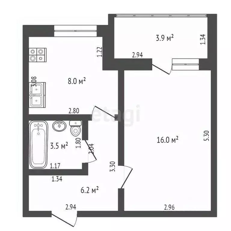 1-к кв. Ростовская область, Батайск Комсомольская ул., 87к1 (39.0 м) - Фото 2