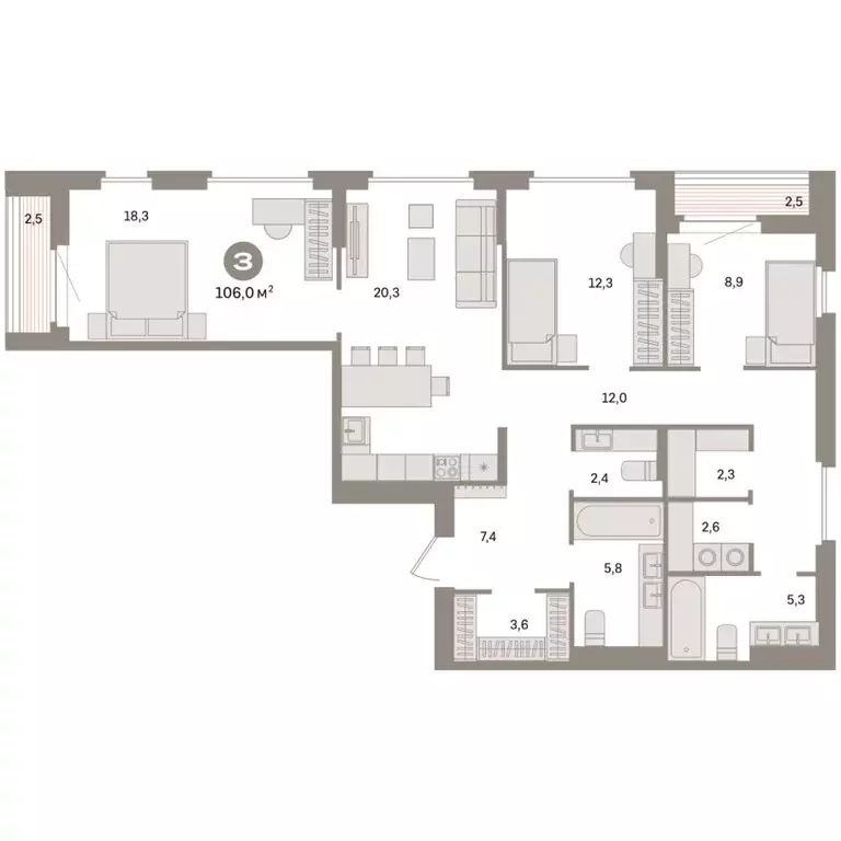 3-комнатная квартира: Екатеринбург, жилой район Сортировочный, ... - Фото 1