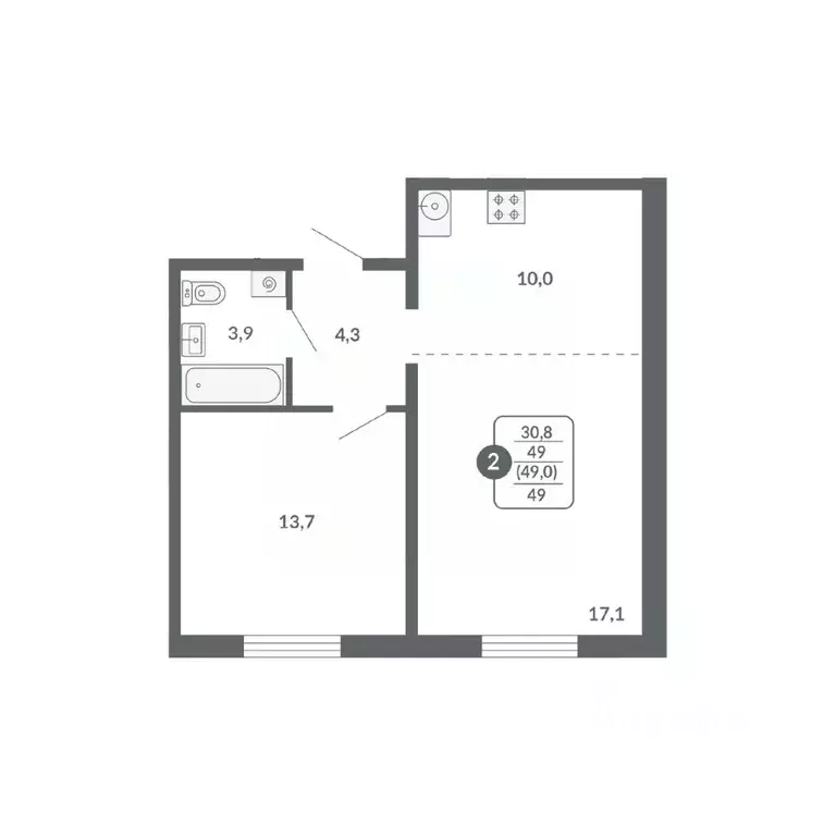 2-к кв. Кировская область, Киров ул. Пушкина, 25 (49.0 м) - Фото 1
