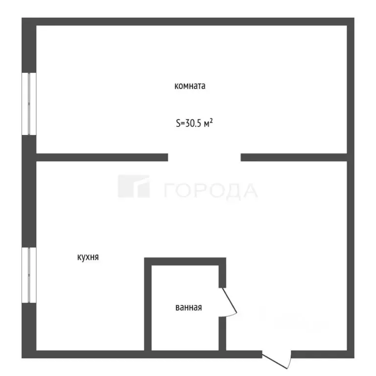 1-к кв. Кемеровская область, Новокузнецк ул. Тореза, 28 (30.5 м) - Фото 2