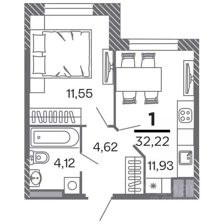 1-к кв. Рязанская область, Рязань Петра и Февронии жилой комплекс ... - Фото 1