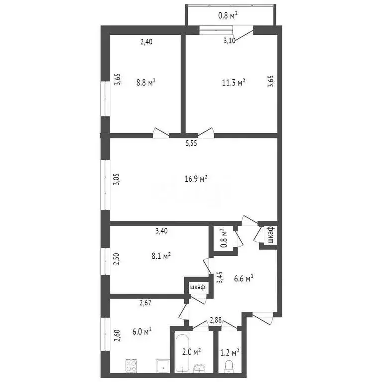 4-комнатная квартира: Стерлитамак, Коммунистическая улица, 15 (60.2 м) - Фото 1