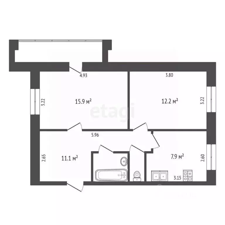 2-к кв. Крым, Симферополь ул. Маршала Жукова (52.7 м) - Фото 1