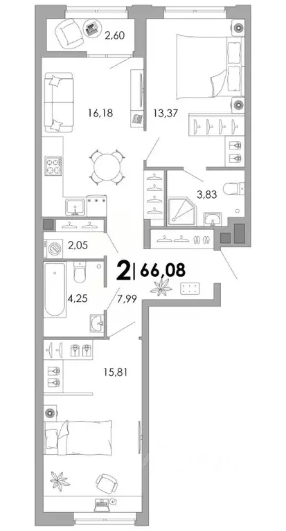 2-к кв. Владимирская область, Владимир ул. Гренадерского Полка (66.08 ... - Фото 1
