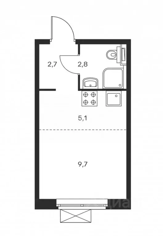 Студия Москва ул. Поляны, 5Ак4 (20.8 м) - Фото 2