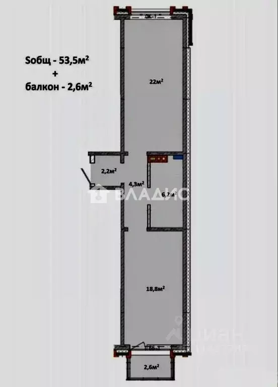 1-к кв. Иркутская область, Иркутск ул. Красноказачья, 84 (53.5 м) - Фото 2