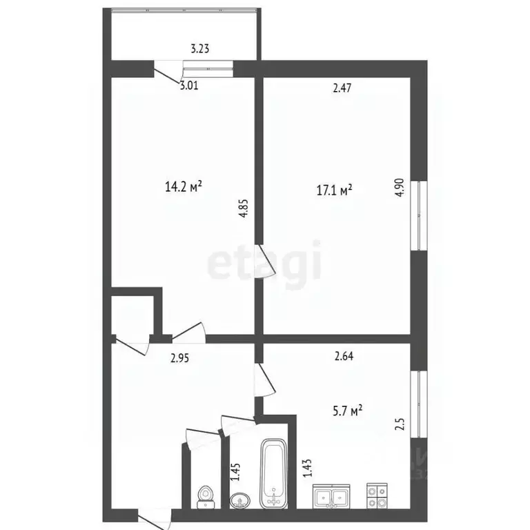2-к кв. Вологодская область, Устюжна Интернациональная ул., 12 (40.6 ... - Фото 2