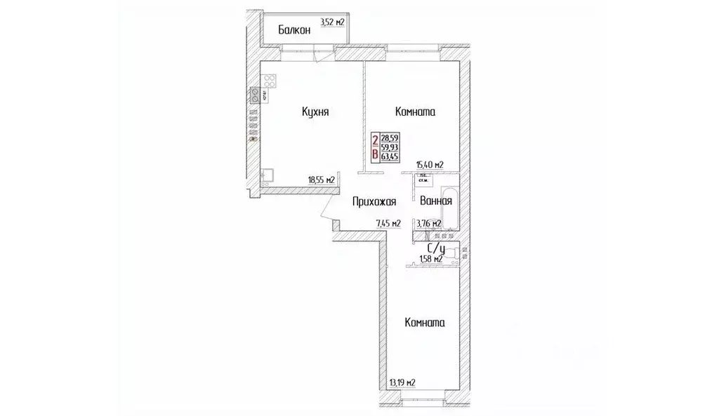 2-к кв. Ярославская область, Ярославский муниципальный округ, пос. ... - Фото 1