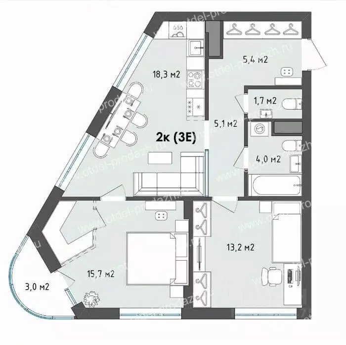 2-к кв. Воронежская область, Воронеж бул. Содружества, 1 (64.9 м) - Фото 1