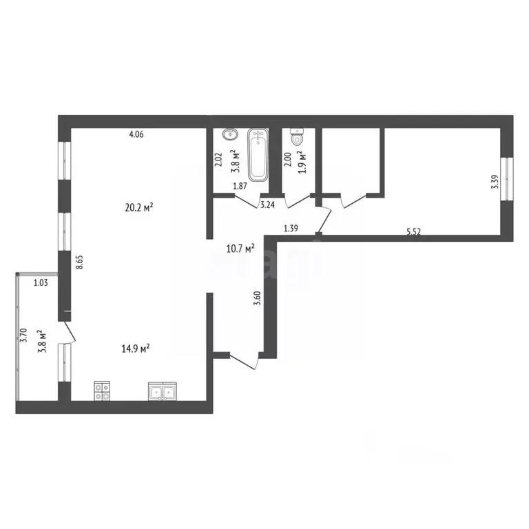 2-к кв. Тюменская область, Тюмень ул. Софьи Ковалевской, 4 (69.7 м) - Фото 1