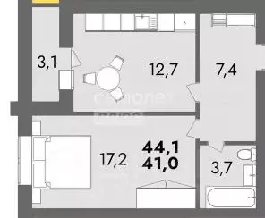 1-к кв. Тамбовская область, Тамбов ул. Имени С.И. Савостьянова, 14 ... - Фото 2