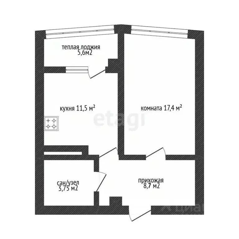 1-к кв. Белгородская область, Белгород Кирпичная ул., 65 (46.9 м) - Фото 2