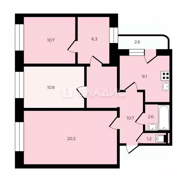 3-к кв. Санкт-Петербург Пулковское ш., 13К4 (71.7 м) - Фото 2