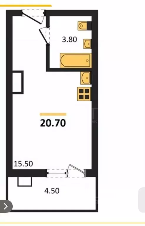 Студия Воронежская область, Воронеж просп. Труда, 93к2 (20.7 м) - Фото 2