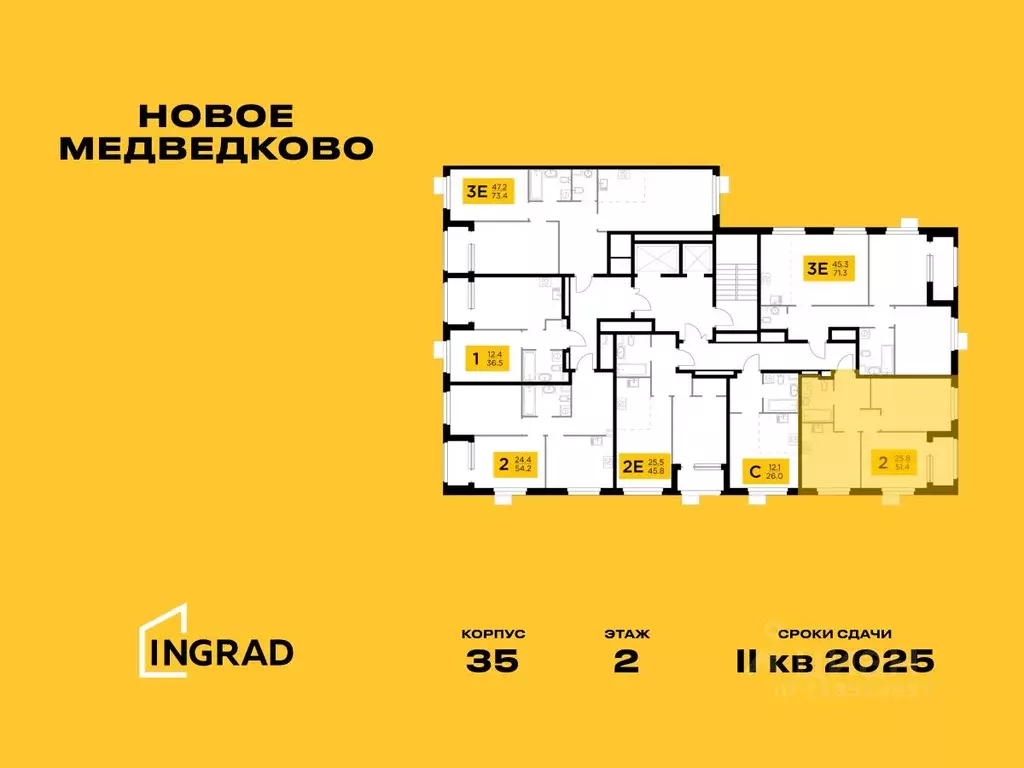2-к кв. Московская область, Мытищи 17А мкр, Новое Медведково жилой ... - Фото 1