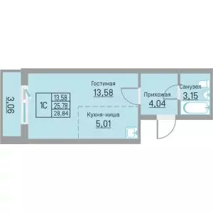 Квартира-студия: Пермь, Белозёрская улица, 26 (28.84 м) - Фото 1