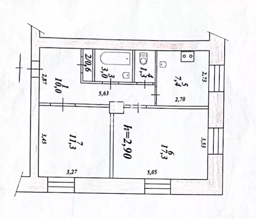 2-к кв. Хабаровский край, Комсомольск-на-Амуре ул. Калинина, 24 (50.9 ... - Фото 2