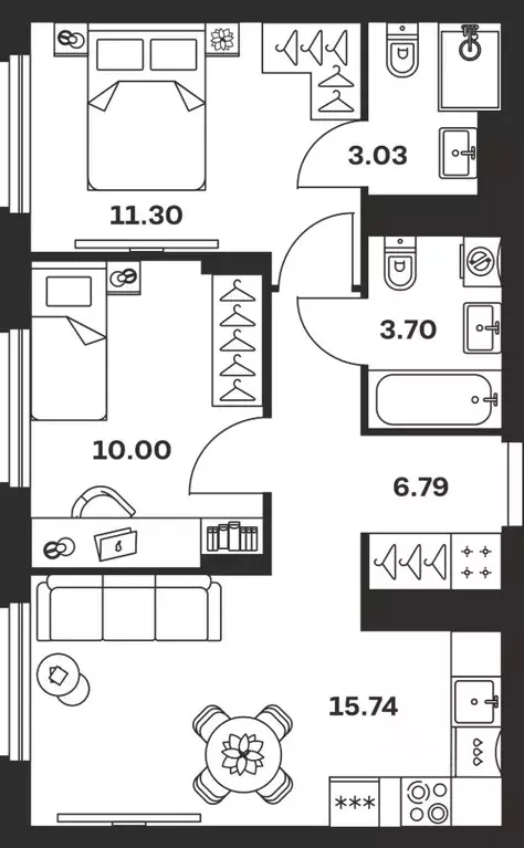 2-к кв. Тульская область, Тула Баташи Парк жилой комплекс (50.56 м) - Фото 1